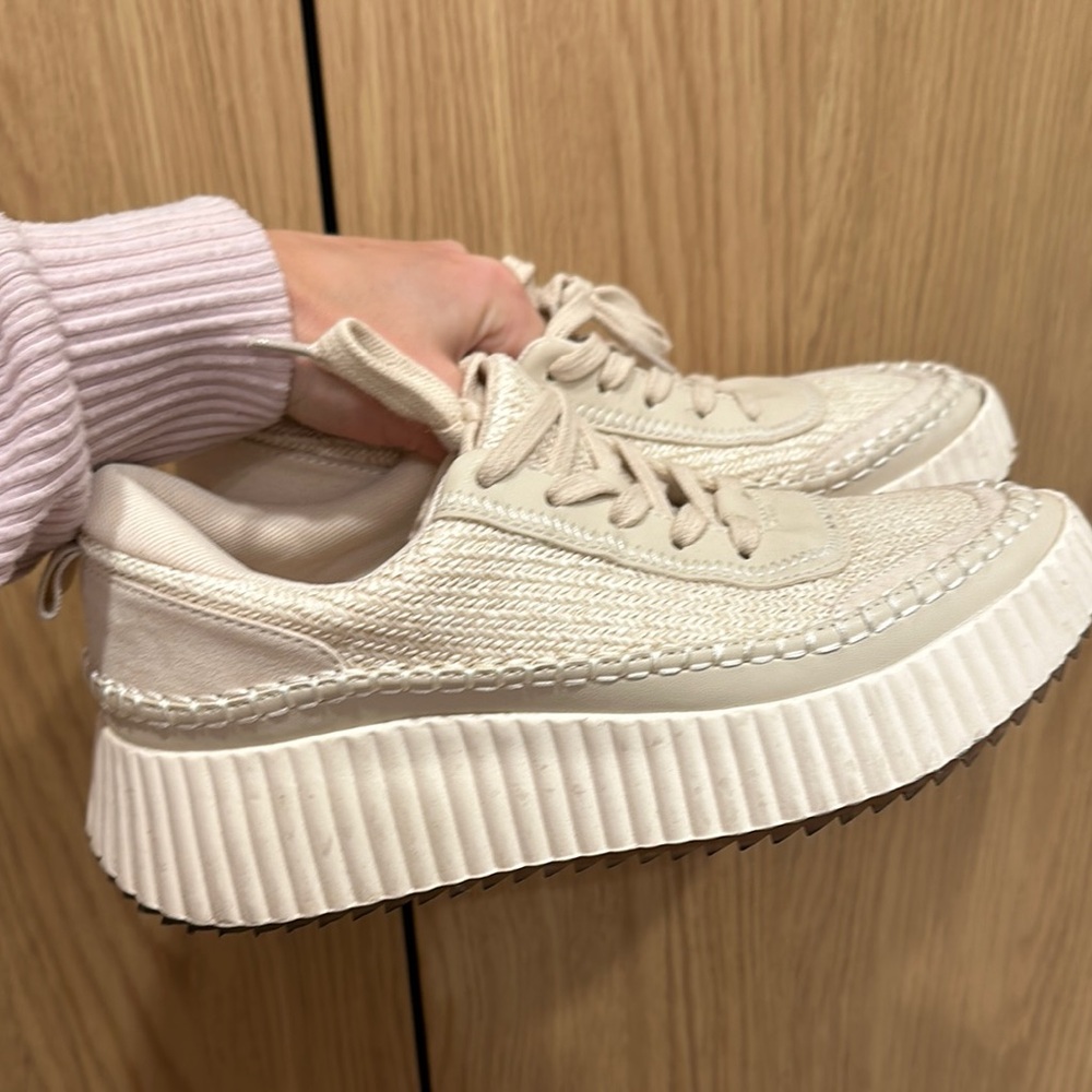 Dolce Vita Cream Platform Sneakers with Textured Upper